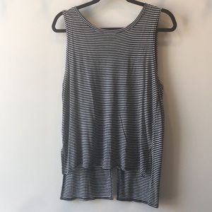 Michael Stars Navy striped, back slit muscle tank